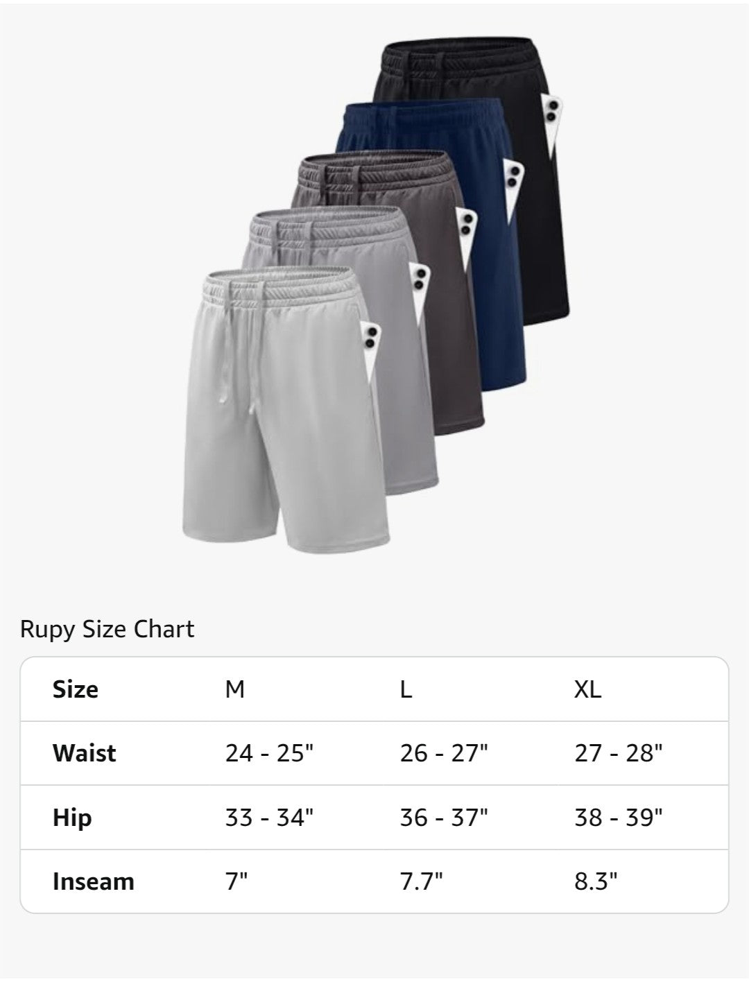 Rupy Boys Athletic Basketball Shorts 5 pack (Size Large)