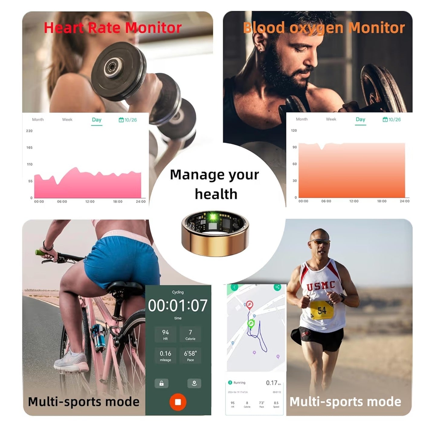 Smart Ring for Women Men, Health Fitness Tracker