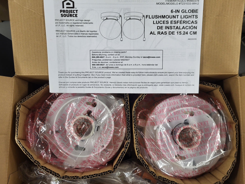 Project Source 6 inch Globe Flushmount Lights (2 pack)