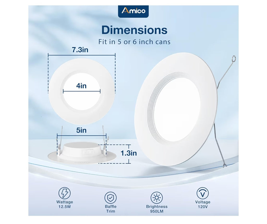 Amico 24 Pack 5/6 inch 5CCT LED Recessed Lighting.
