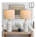 USumkky 20.5" White Modern Ceramic Bedside Lamps Set of 2