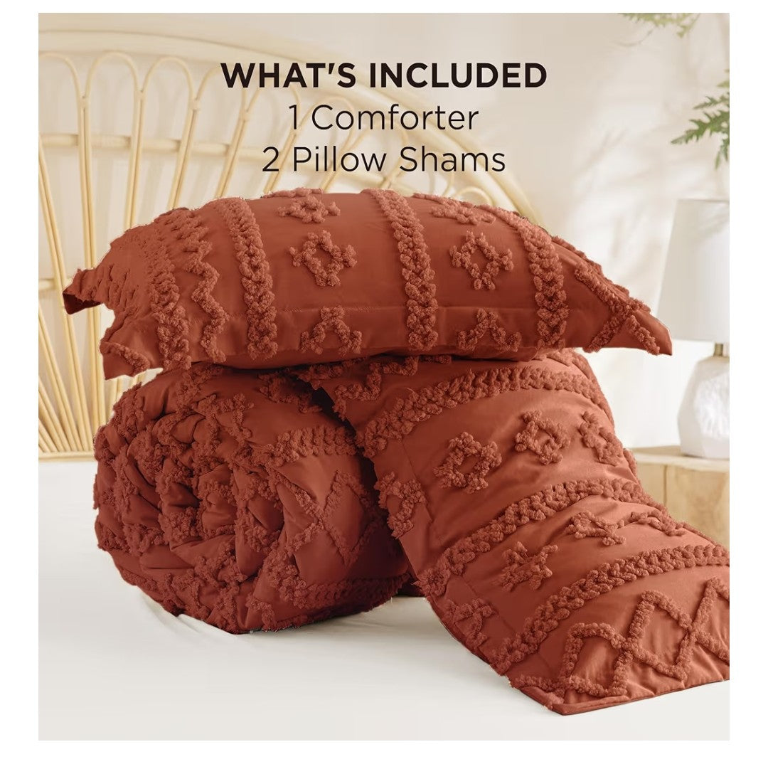 Bedsure 3pcs Queen Size Comforter Set (Terracotta)