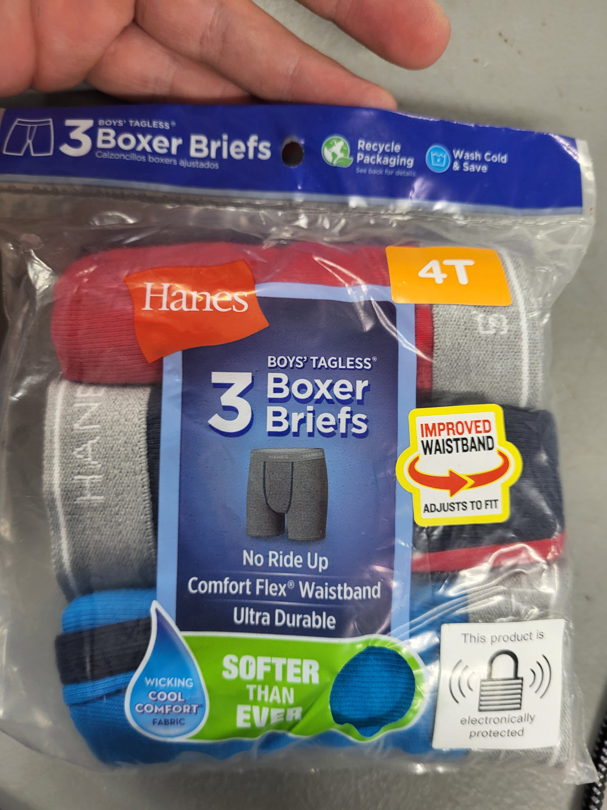 Hanes Boys Tagless Boxer Briefs, 3 Pack (4T)