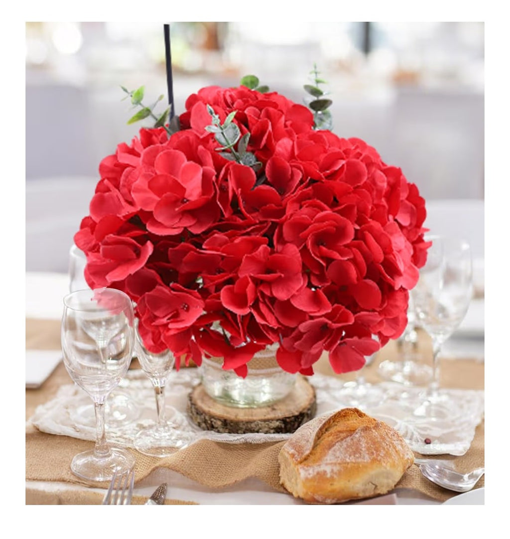 Avivioh Artificial Flowers Red Hydrangea 65pcs
