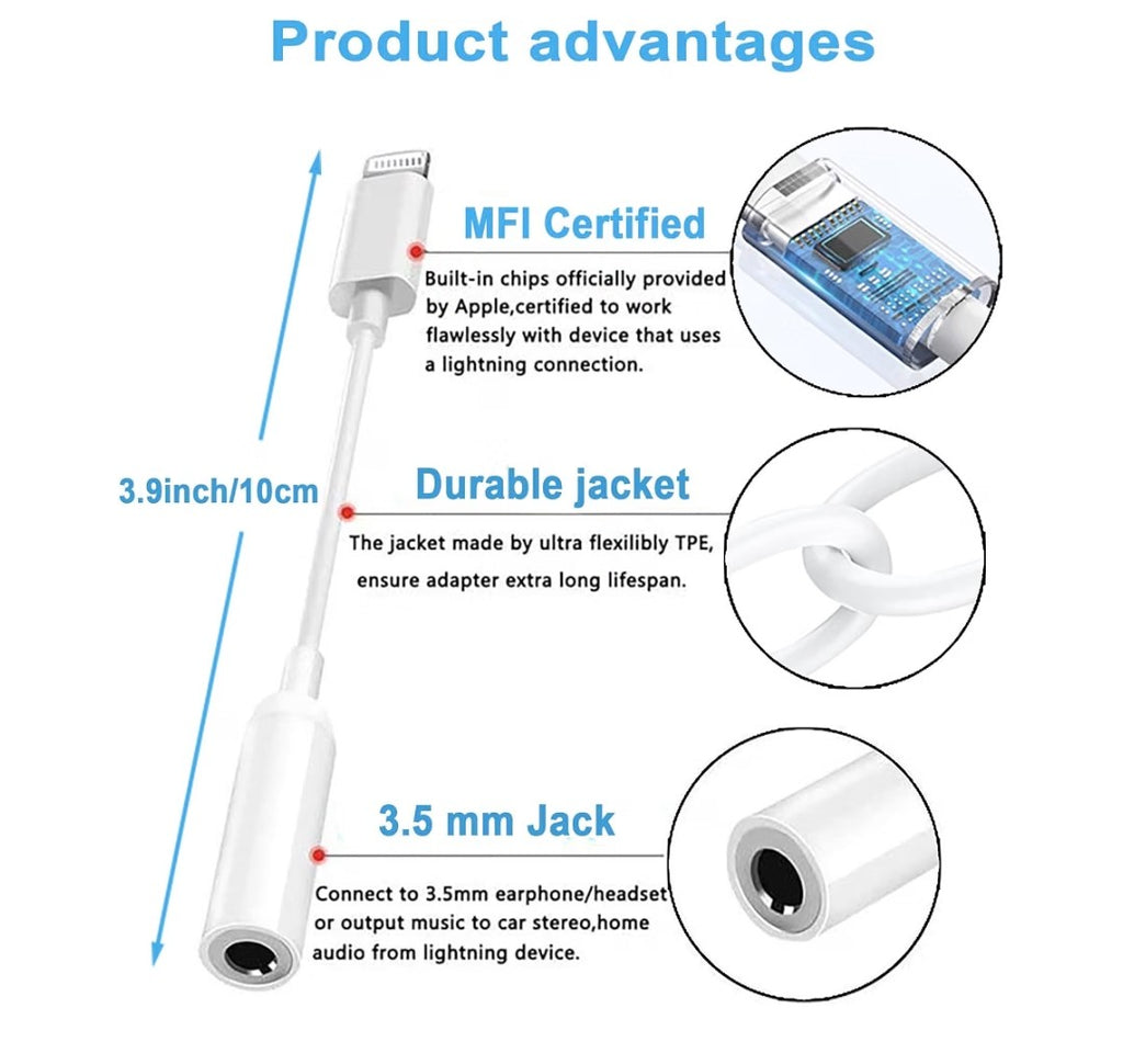 Fonestuff Lightning to Aux Audio Dongle (3 pack)