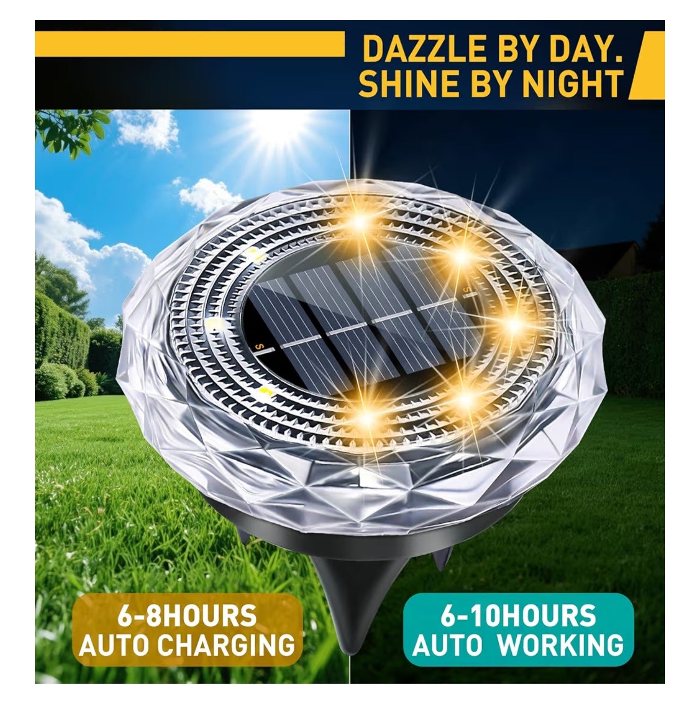 Solar Ground Lights,Solar Disc Light Outdoor Waterproof.