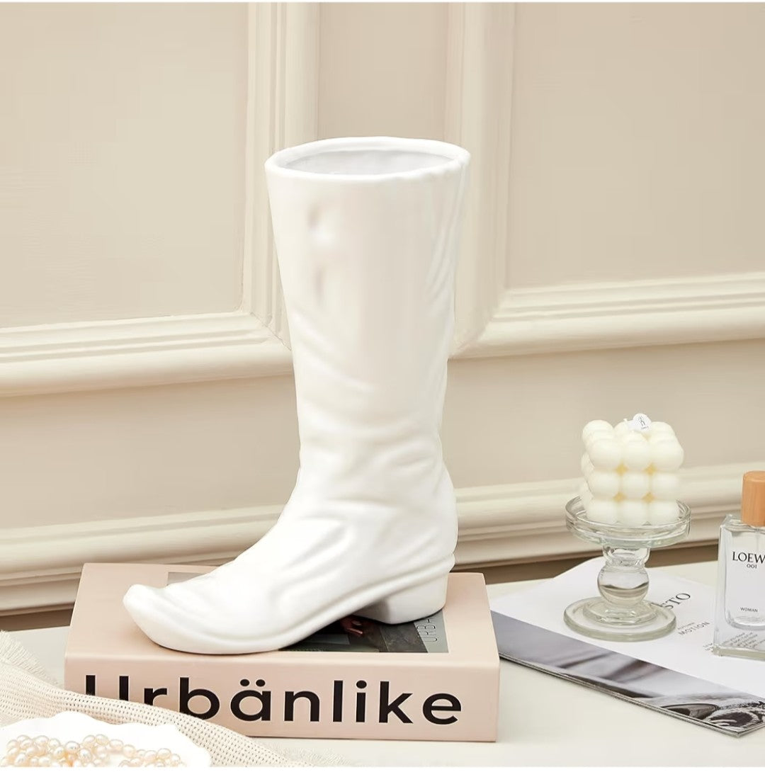 Ceramic Cowboy Boot Vase