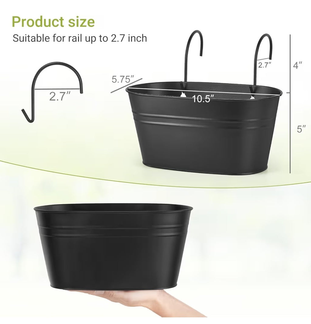 Hanging Flower Pots for Railing Fence 3 pieces