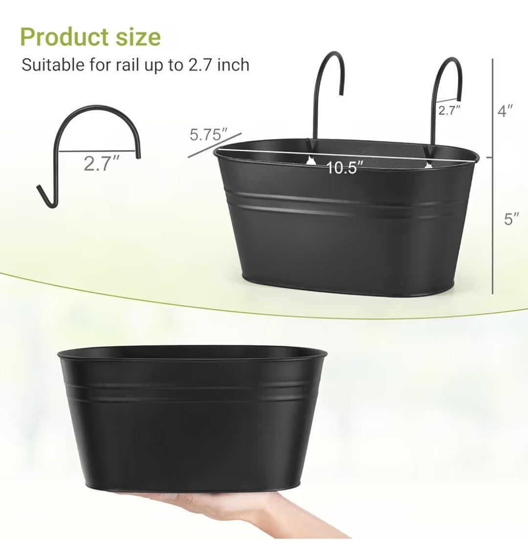 Hanging Flower Pots for Railing Fence 3 pieces