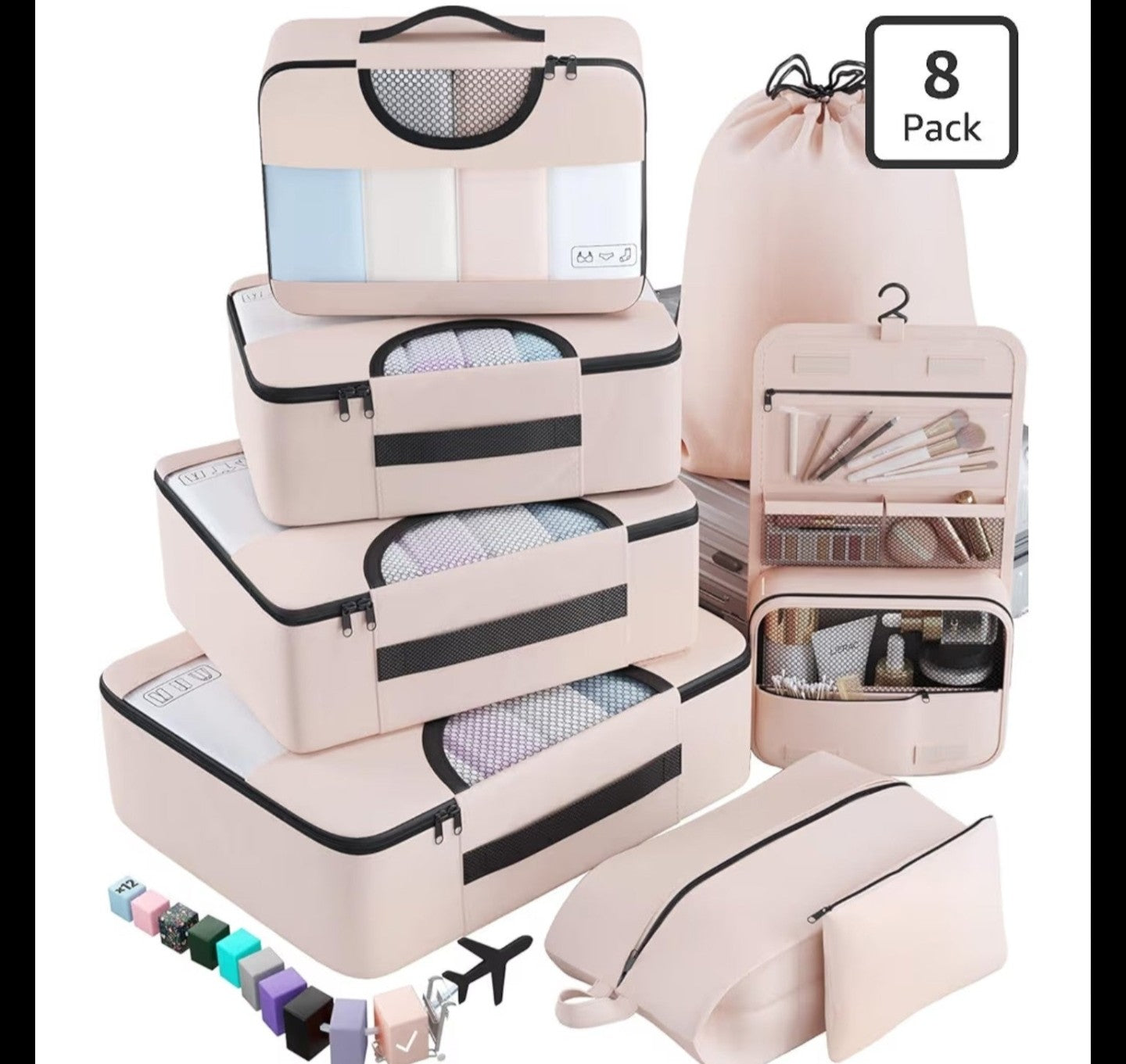 8 Set Packing Cubes for Luggage,Suitcase Organizer