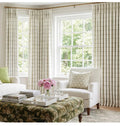 (Open box)Pinch Pleated Plaid Curtains Blackout Linen Gingham Green Curtains.