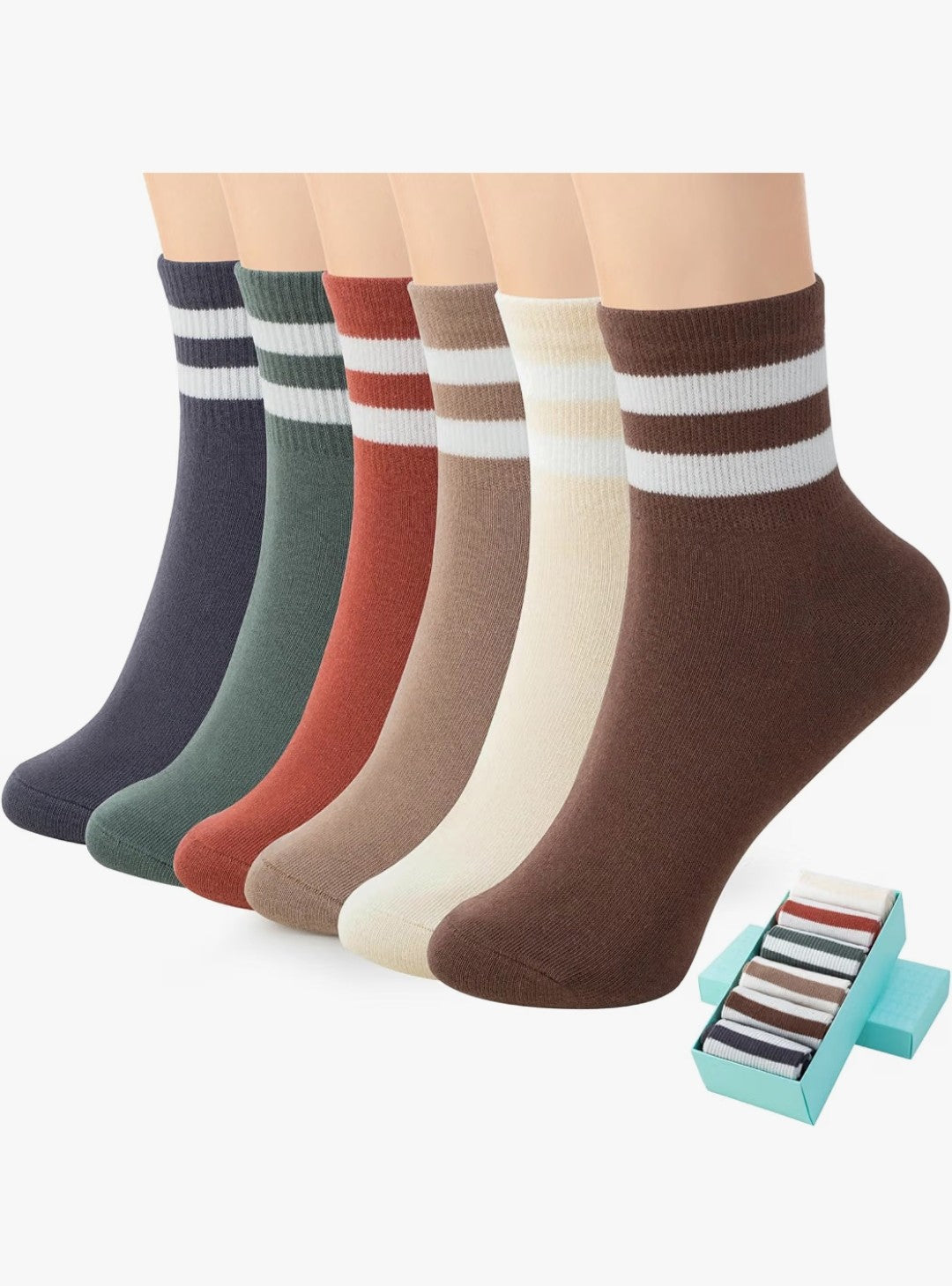 Women's Athletic Quarter Crew Socks, 6 Pairs (Shoe Size 9-12)