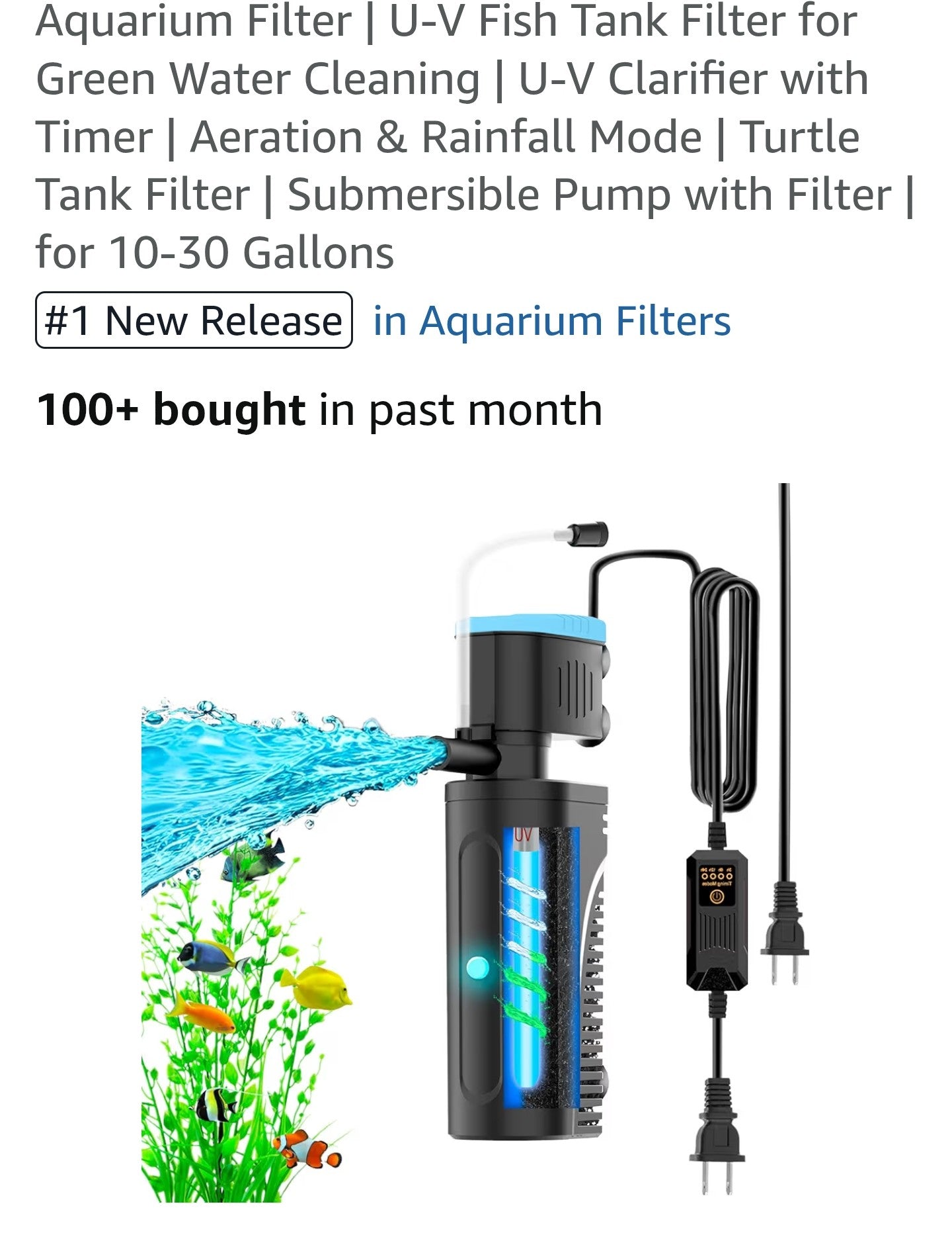 Aquarium Filter | U-V Fish Tank Filter for Green Water Cleaning