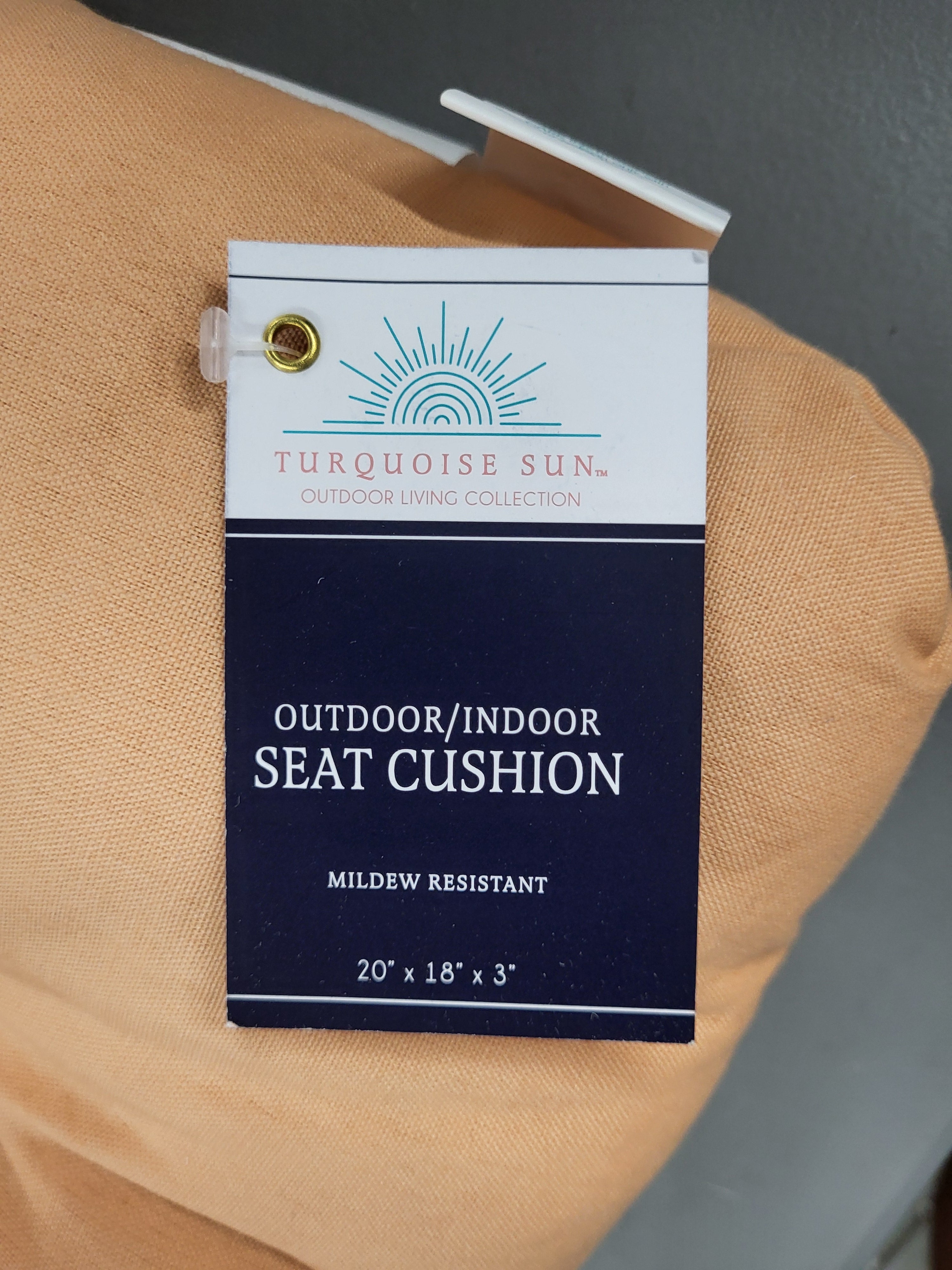 Turquoise Sun Outdoor/Indoor Seat Cushion, 20 x 18 x 3 inches, Orange