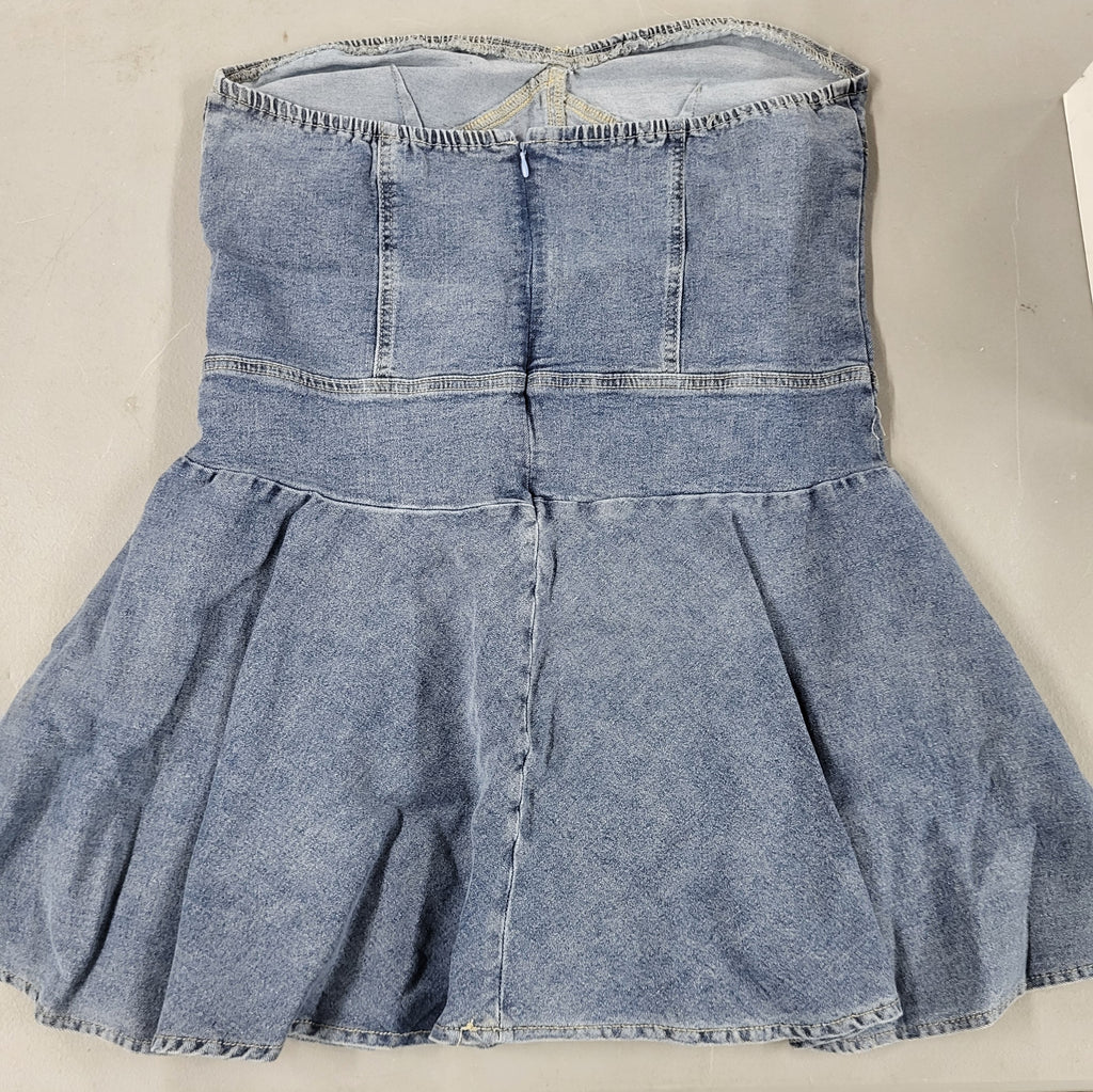 Strapless Mini Denim Jean Dress (Size XL)