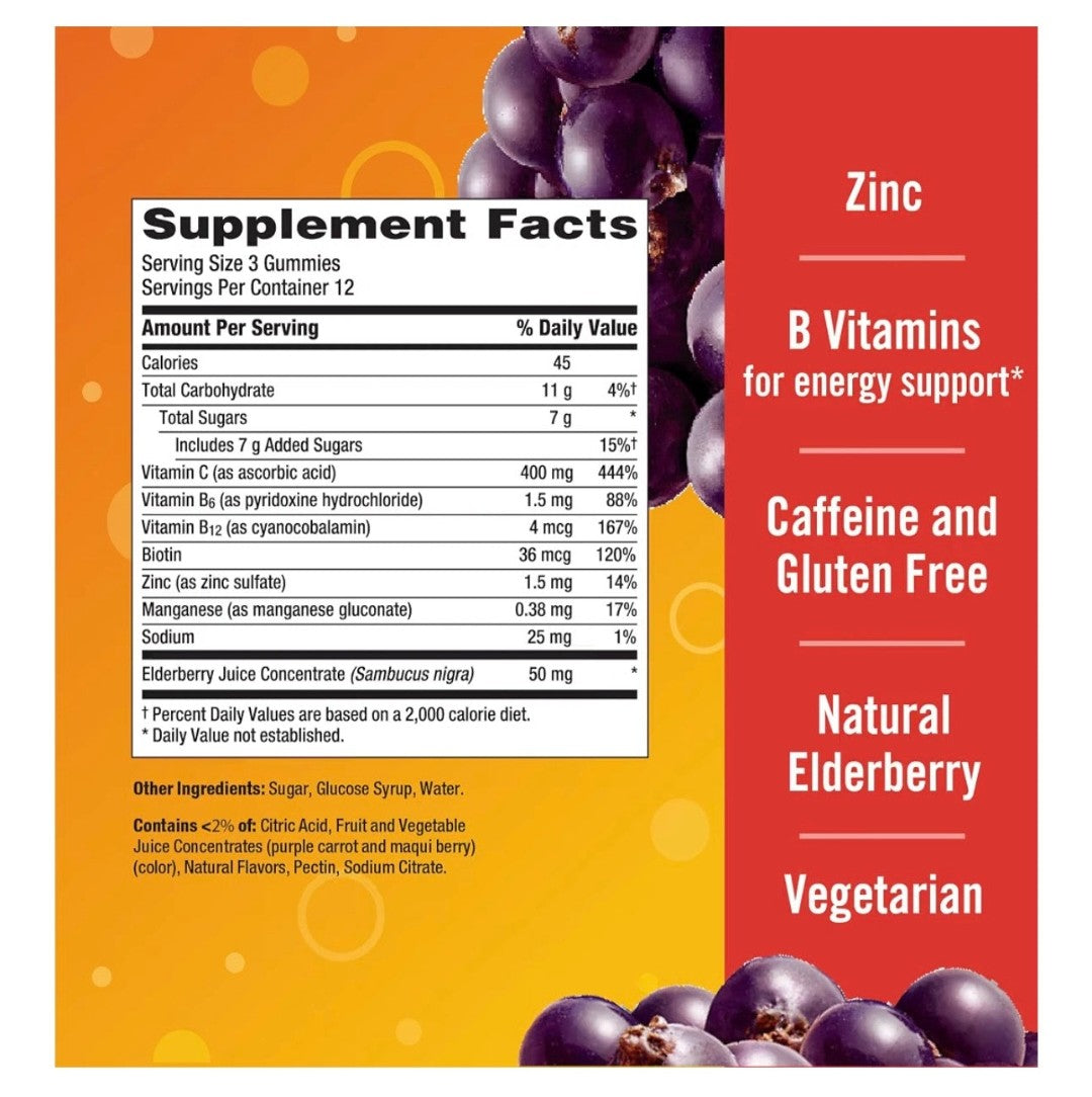 Emergen-C Elderberry Vitamin C Gummies (36 Gummies)