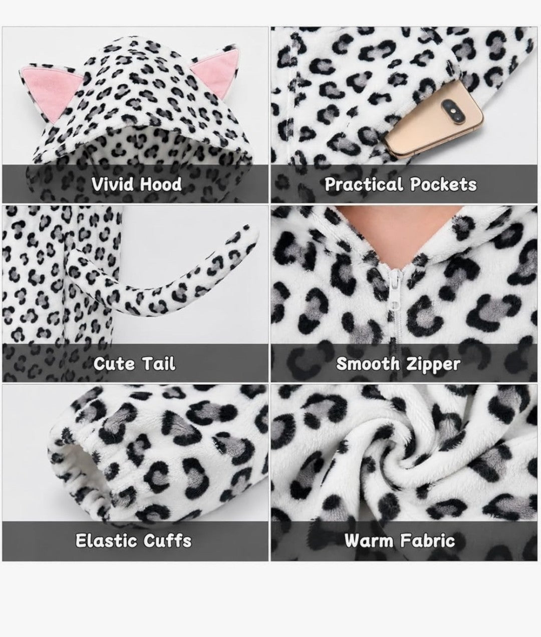 Snow Leopard Costume for Kids (Size 130)