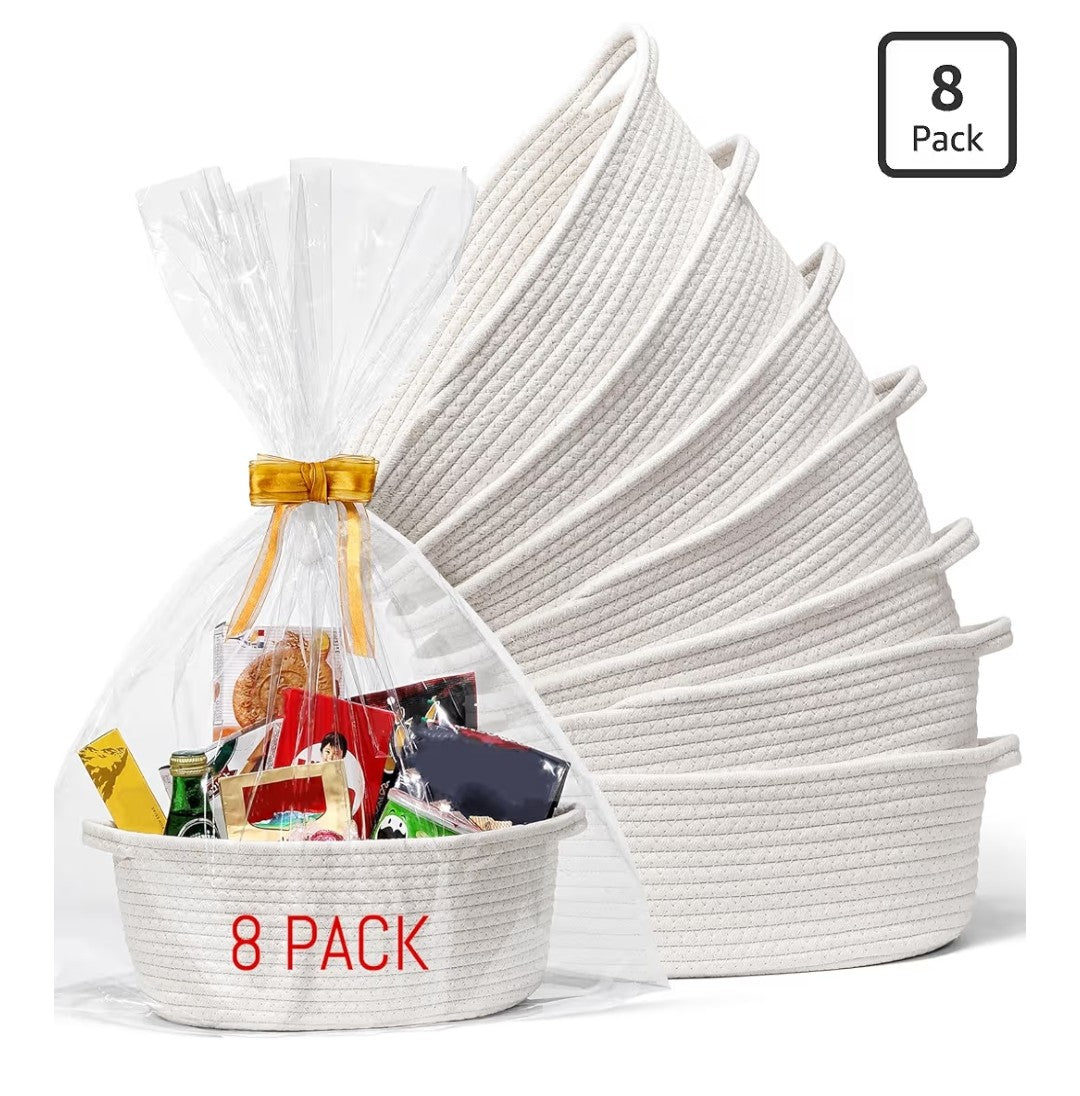 Woven Basket 12x8x5in 8 pack (White)
