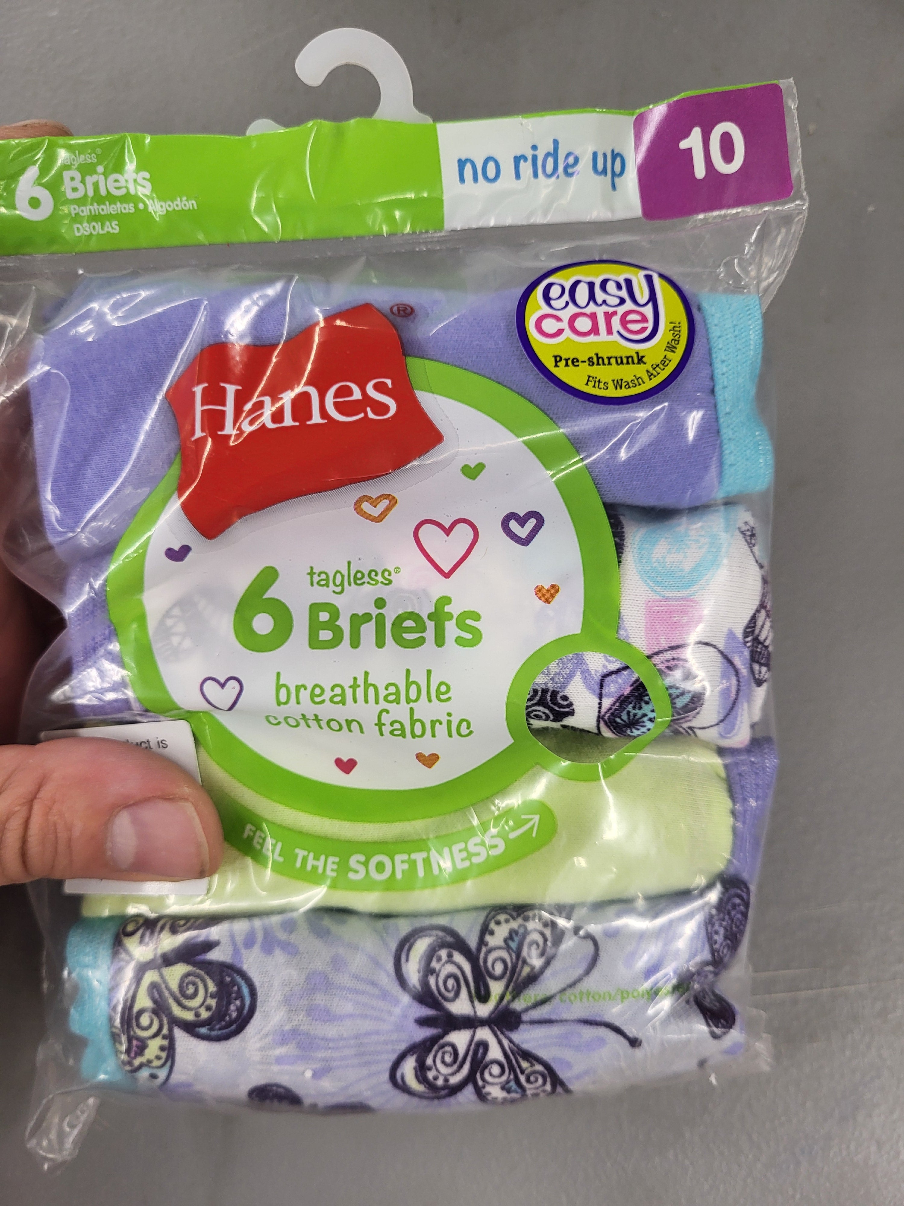 Hanes Girls Tagless Briefs 6 Pack (Size 10)