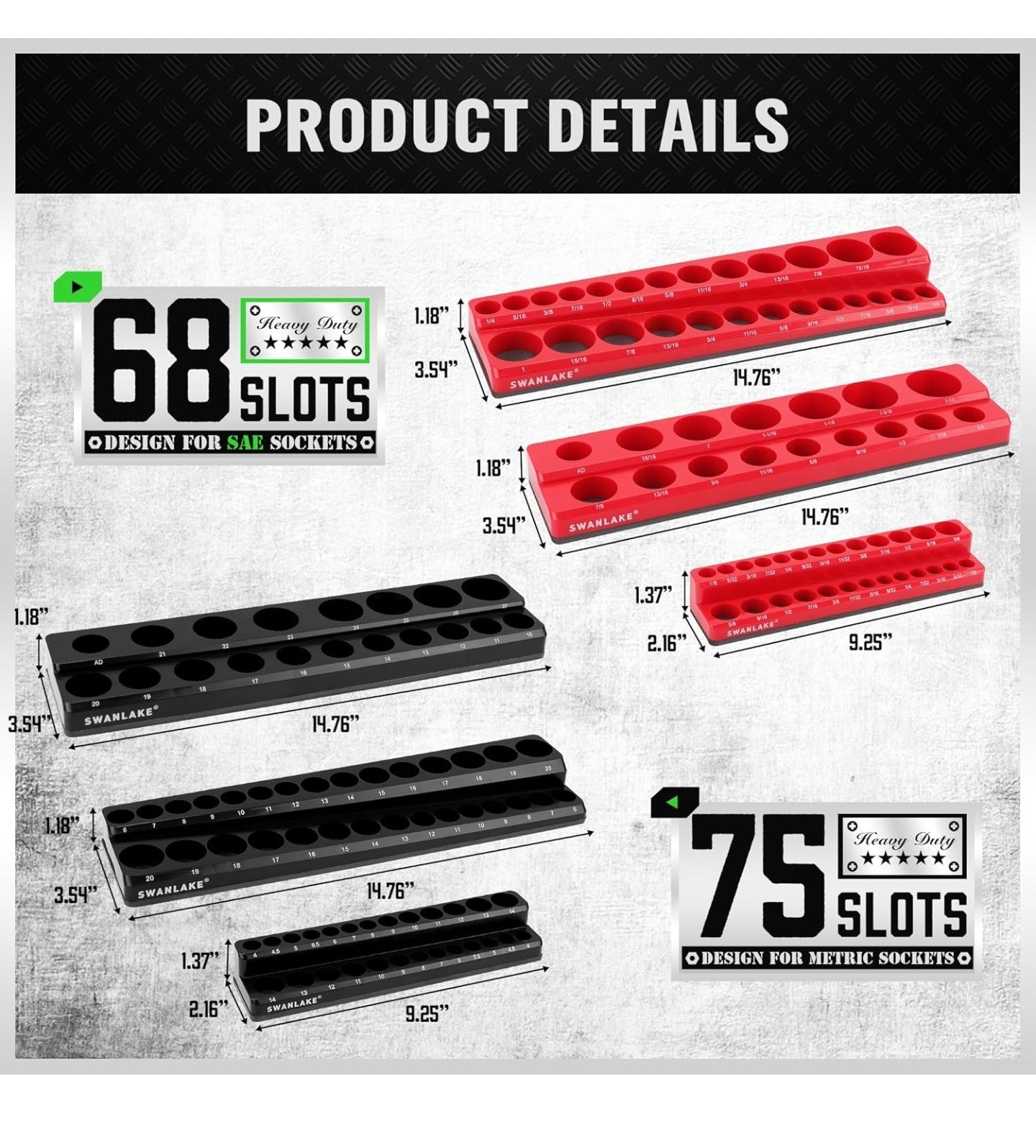 6-piece Magnetic Socket Organizer Set.