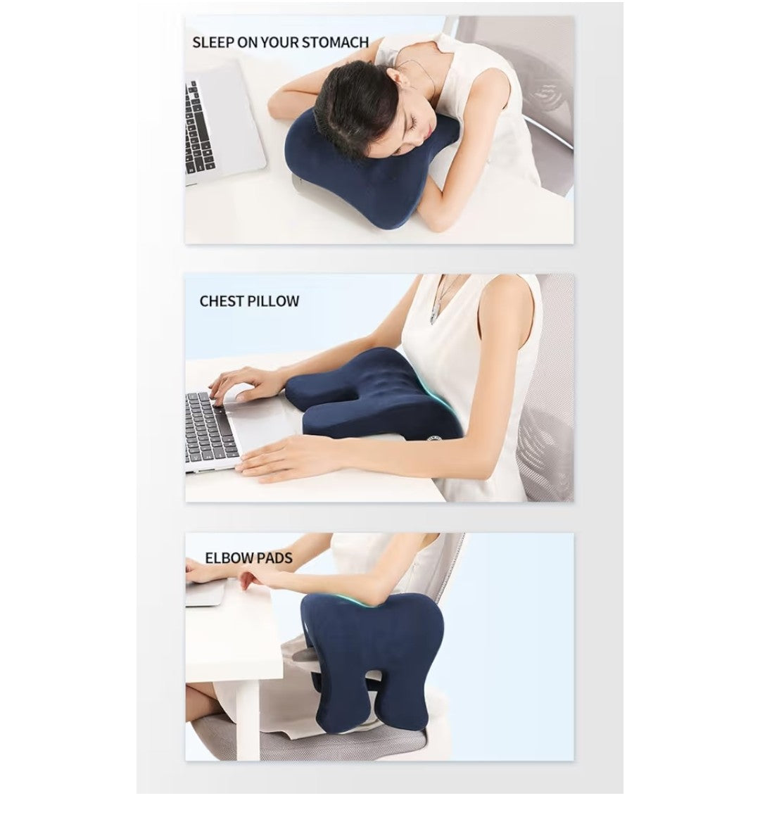 Ergonomic Memory Foam Desk Pillow (Navy)