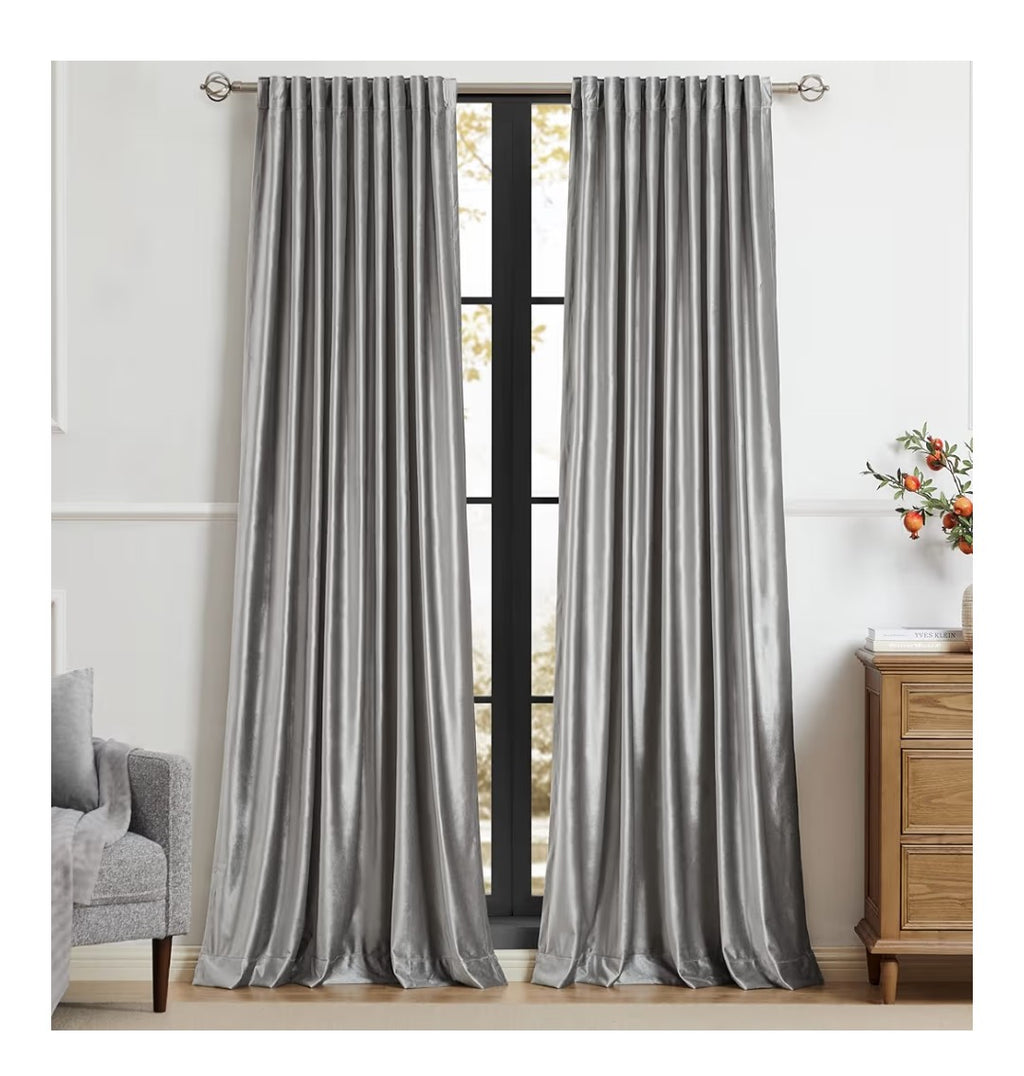 Primrose Silver Room Darkening Curtain 84in 2 Pannels