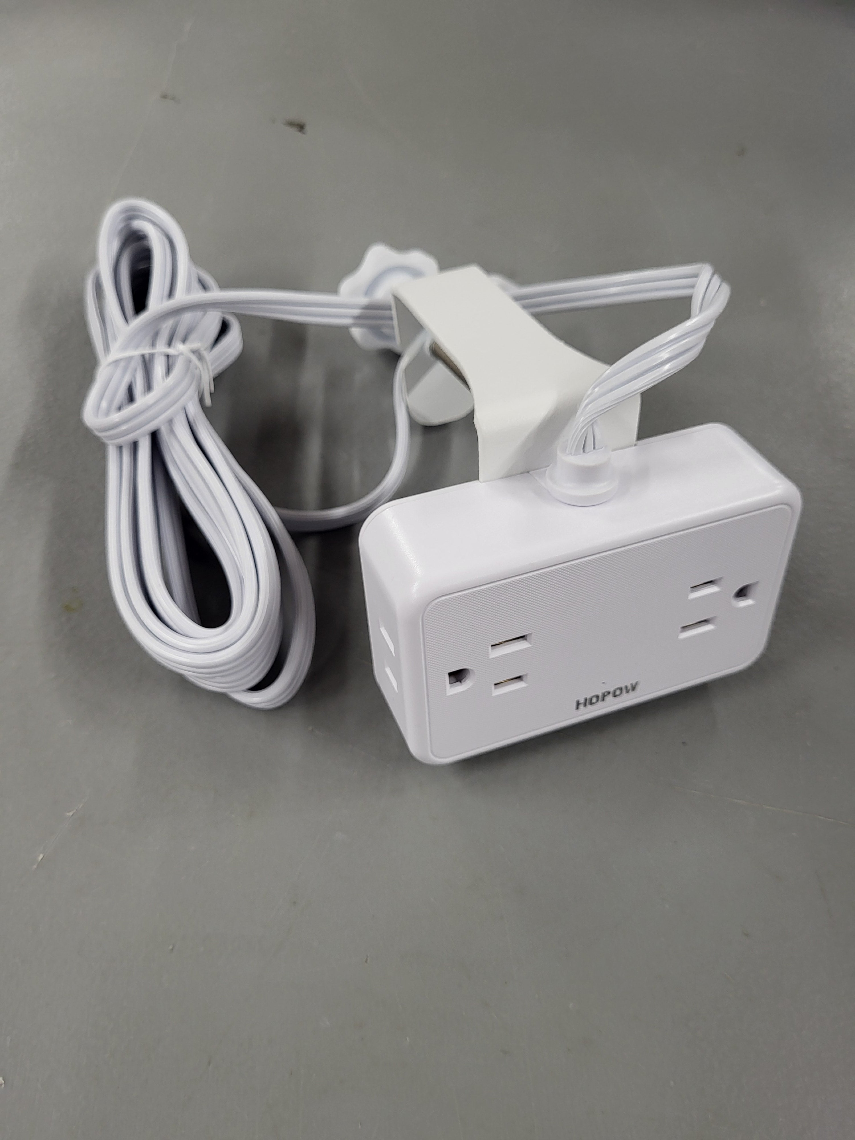 HOPOW Desk Clamp Power Strip, Desktop Mount Charging Station with 4 Outlets 4 USB Ports (2 USB C), 10Ft Under Desk Power Strip, Fits 2.75" Tabletop Edge, Extension Cord for Home Office, White