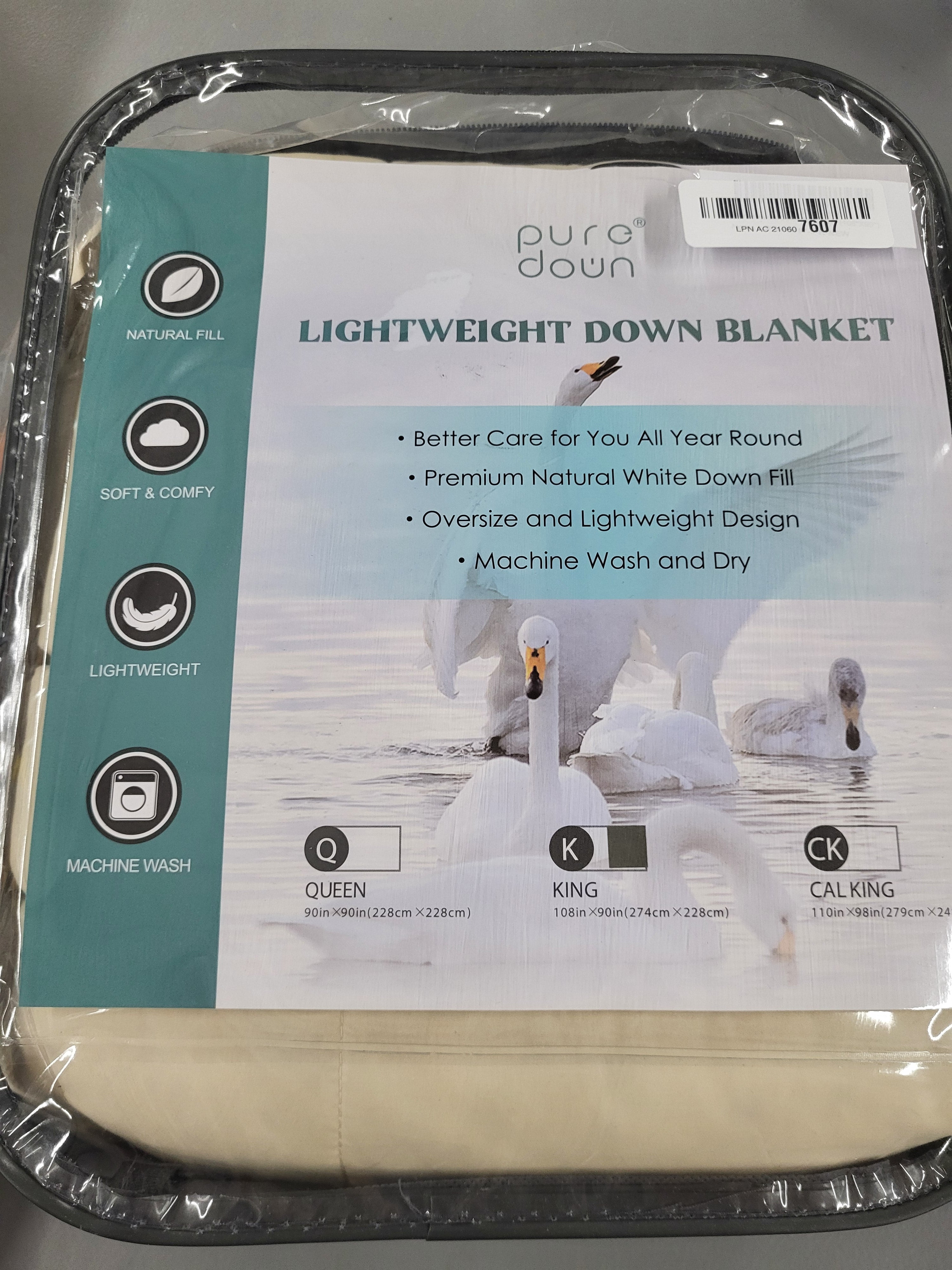 puredown® Blankets King Size - Soft Lightweight Down Blanket for Bed, Cozy Warm Luxury Bed Blanket with Satin Trim, Ivory (108"X90")