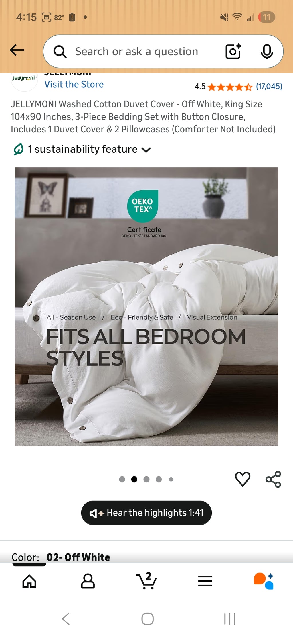 Jellymoni King Size Duvet Cover with 2 Pillow Cases (White)