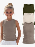Girls Ribbed Tank Top, 3 Pack (9-10Y)