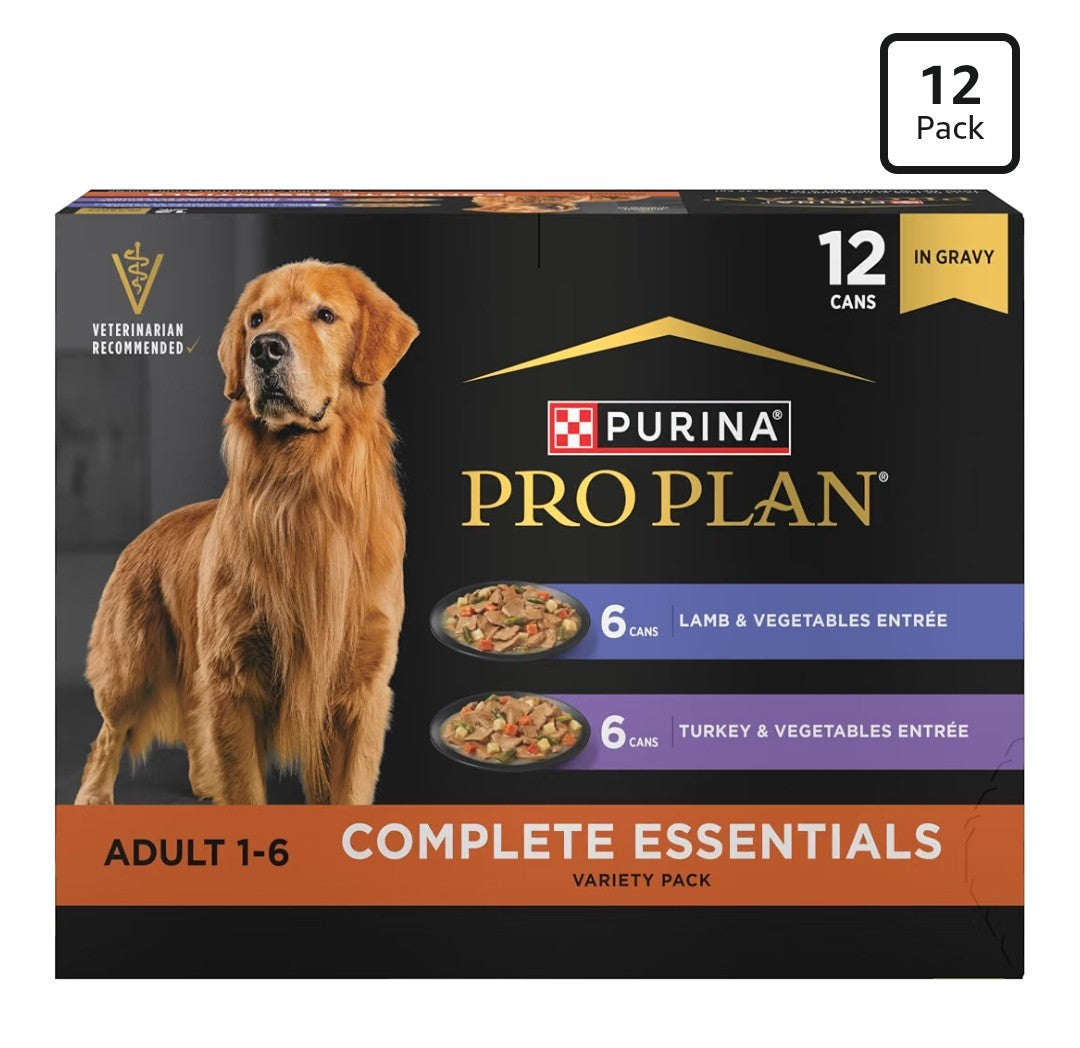 Purina Pro Plan Complete Essentials Wet Dog Food Variety Pack (12 pack)