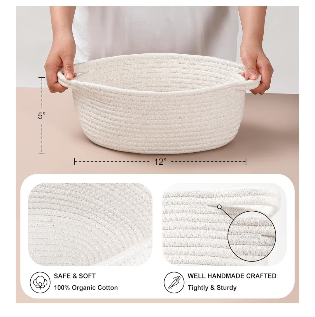 Woven Basket 12x8x5in 8 pack (White)