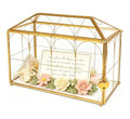 Wedding Glass Card Box with Slot 12.6 x 5.9 x 9 Inch, Vintage Gold