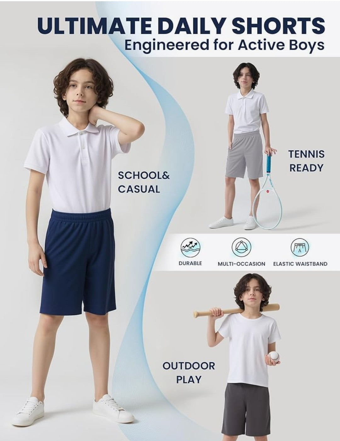 Rupy Boys Athletic Basketball Shorts 5 pack (Size Large)