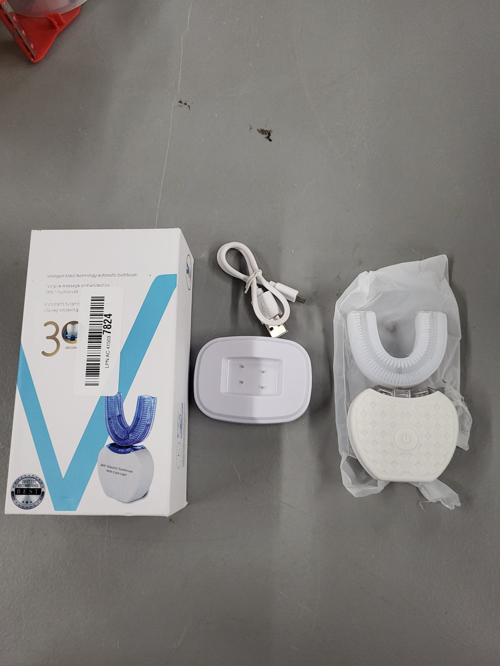 FREEZE2TRIM Sani White Ultrasonic Toothbrush, Ortho Sparkle Sonic Glow Brush, 360 Brite Adult U Shaped Toothbrush Ultrasonic Tooth Cleaner Teeth Whitening Light Electric Automatic Hands Free