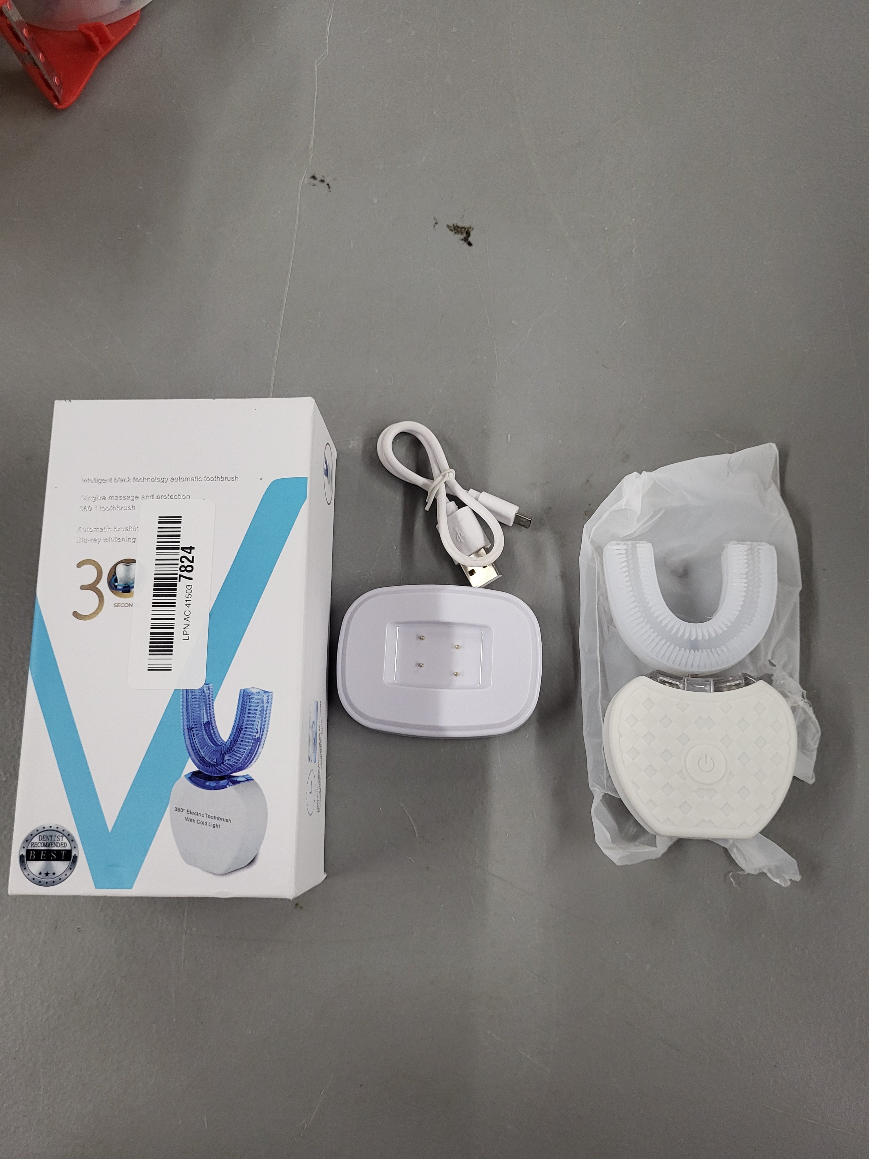 FREEZE2TRIM Sani White Ultrasonic Toothbrush, Ortho Sparkle Sonic Glow Brush, 360 Brite Adult U Shaped Toothbrush Ultrasonic Tooth Cleaner Teeth Whitening Light Electric Automatic Hands Free