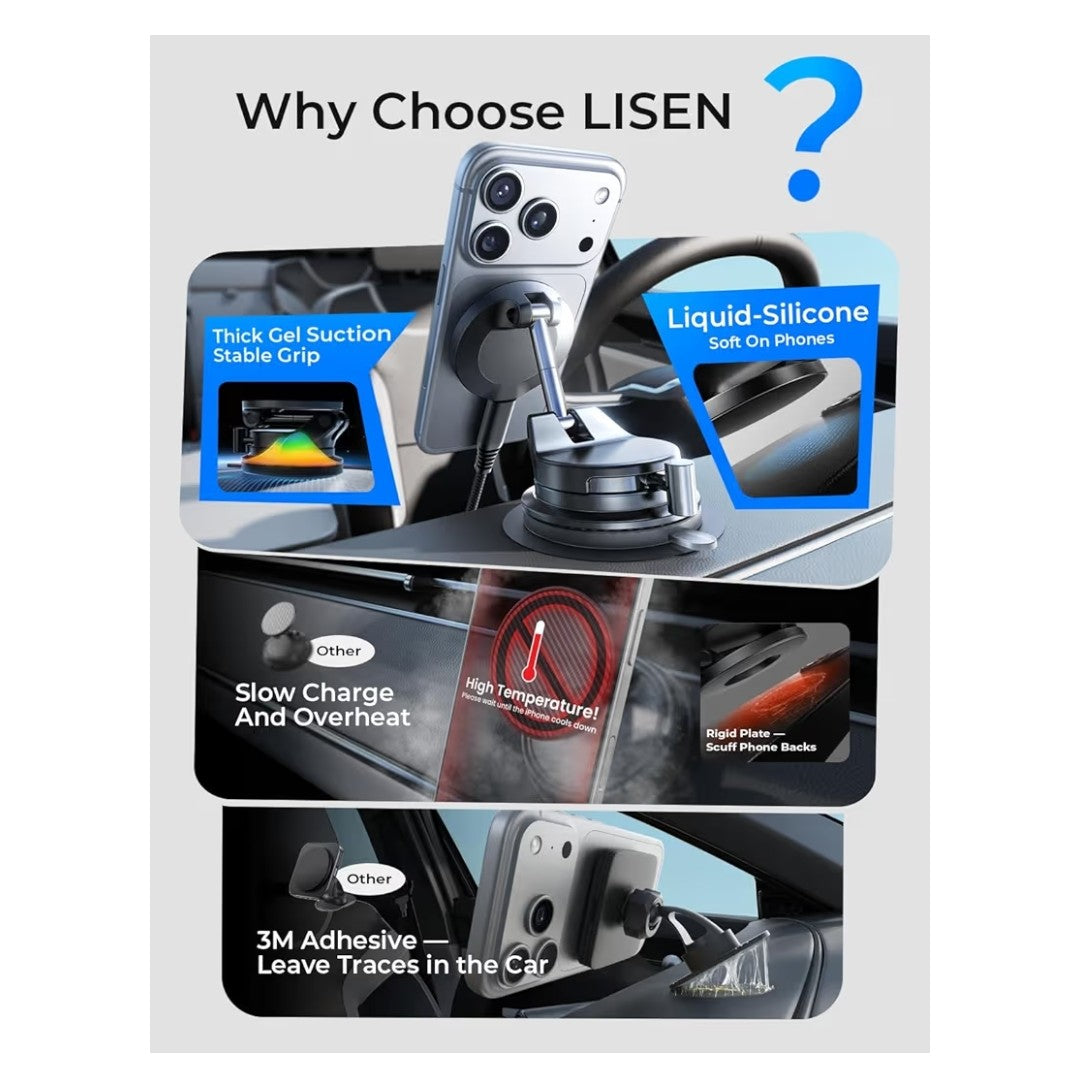 Lisen 15W Magsafe Car Mount Magnetic Charger