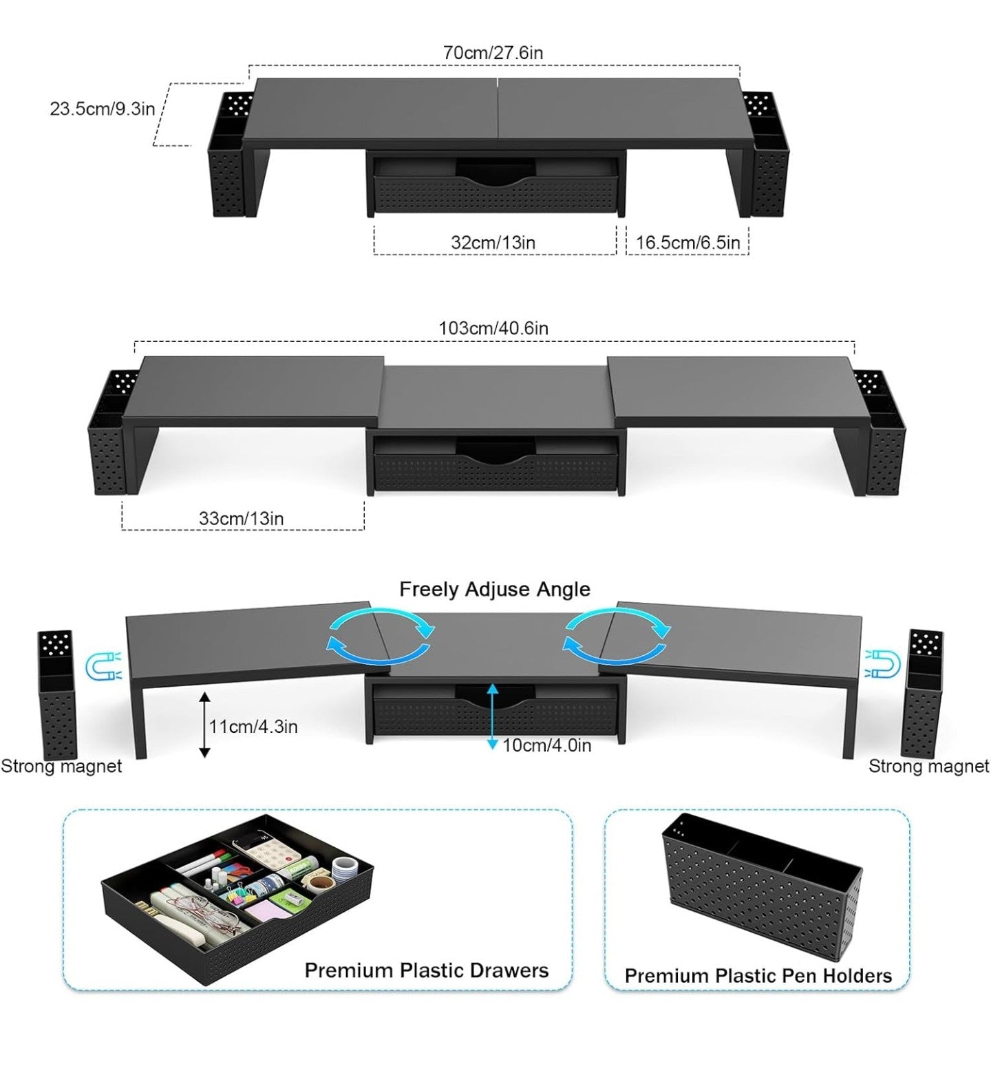 Spacrea Metal Desk Organizers and Accessories, Dual Monitor Stand.