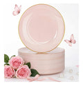 Nervure 100pc Pink and Gold Plastic Plates