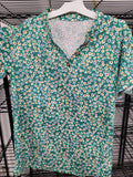 V Neck Short Sleeve Blouse (Small)