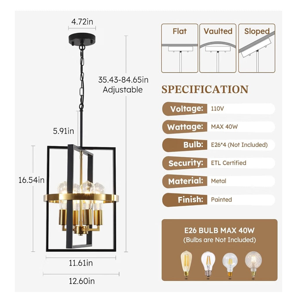 Koofreddo 4-Lightt Modern Pendant Light Chandelier