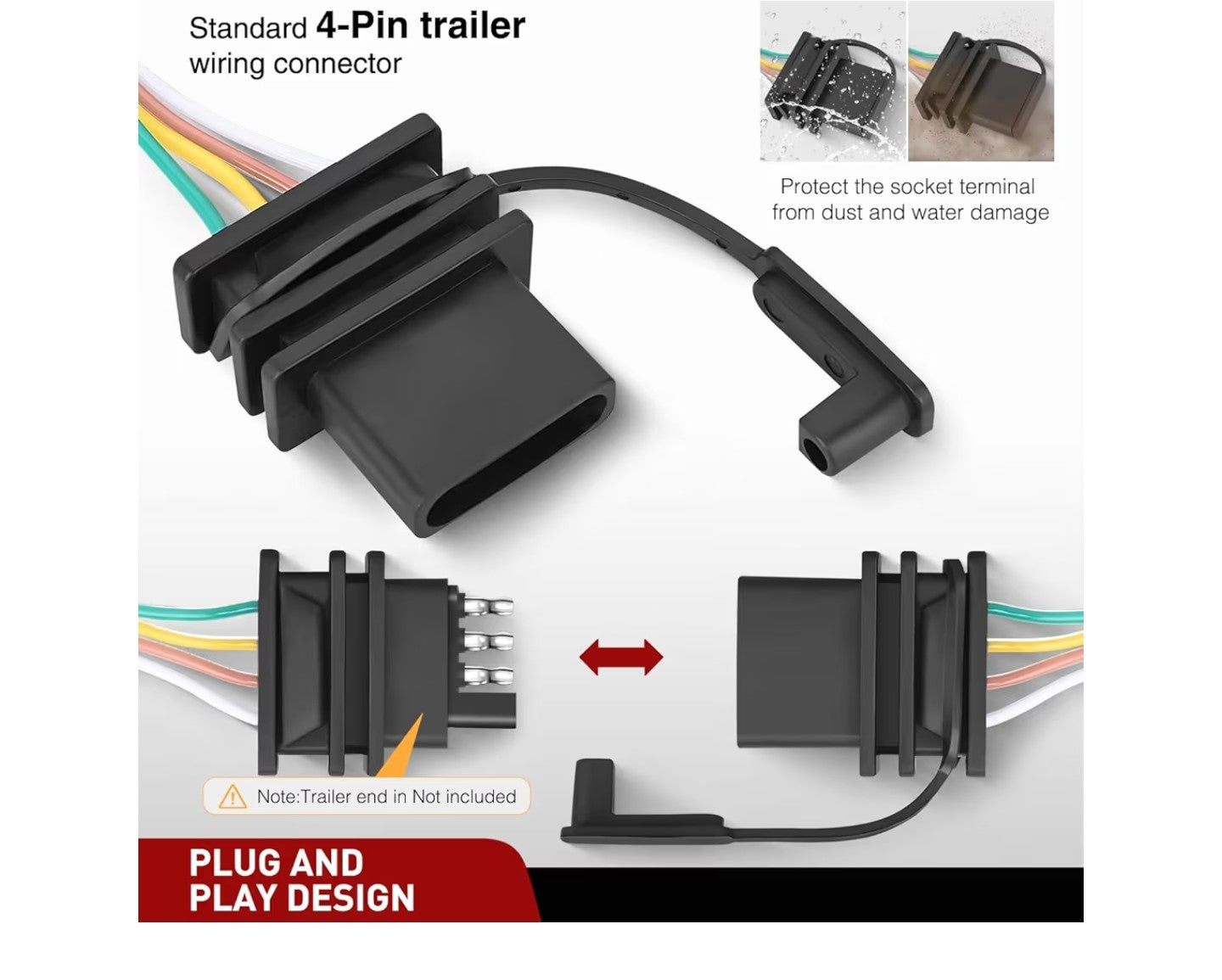 Nilight 4 Pin Trailer Wiring Harness Kit 56434 Vehicle Standard 4 Way.