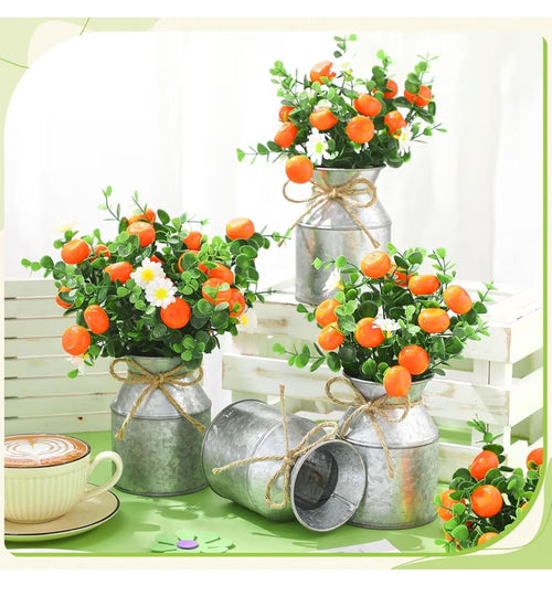 Artificial Fruit Daisy Plant with Metal Buckets (6 sets)