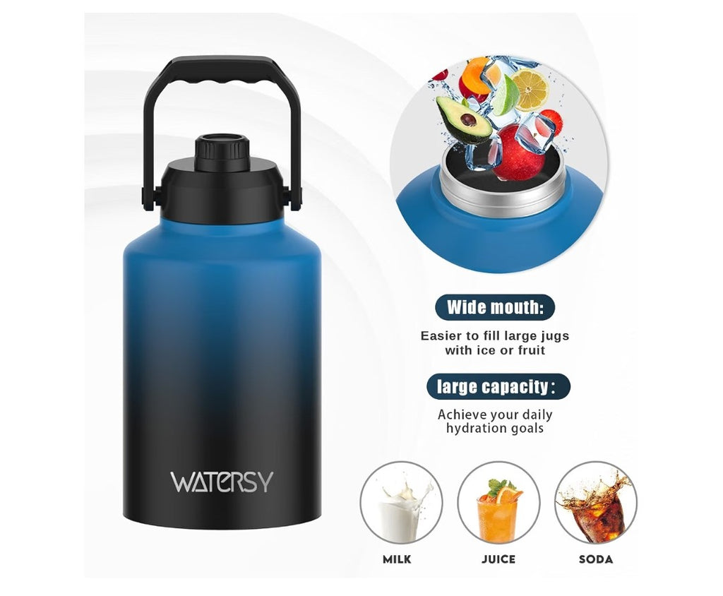 Watersy Half Gallon Insulated Water Bottle (64oz)