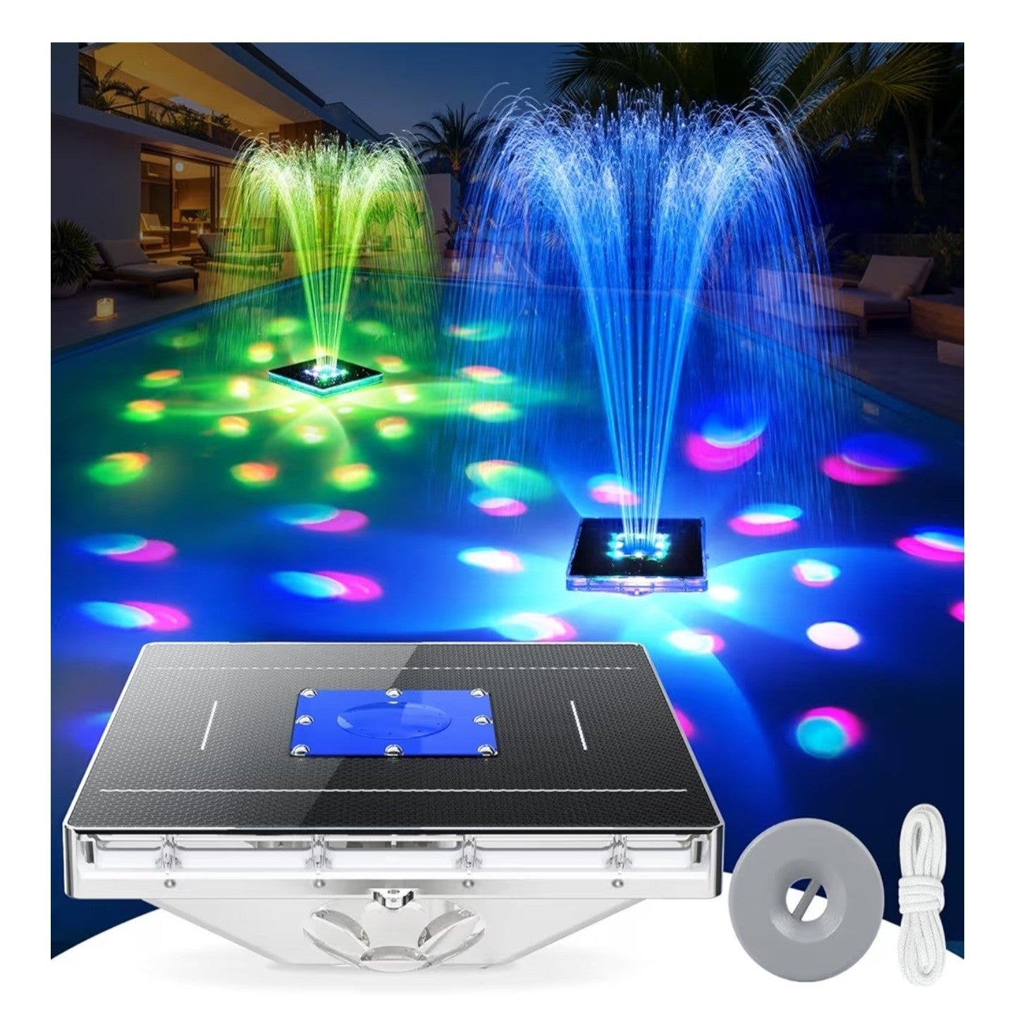 Solar Pool Fountain with Light Show,2026 Upgraded