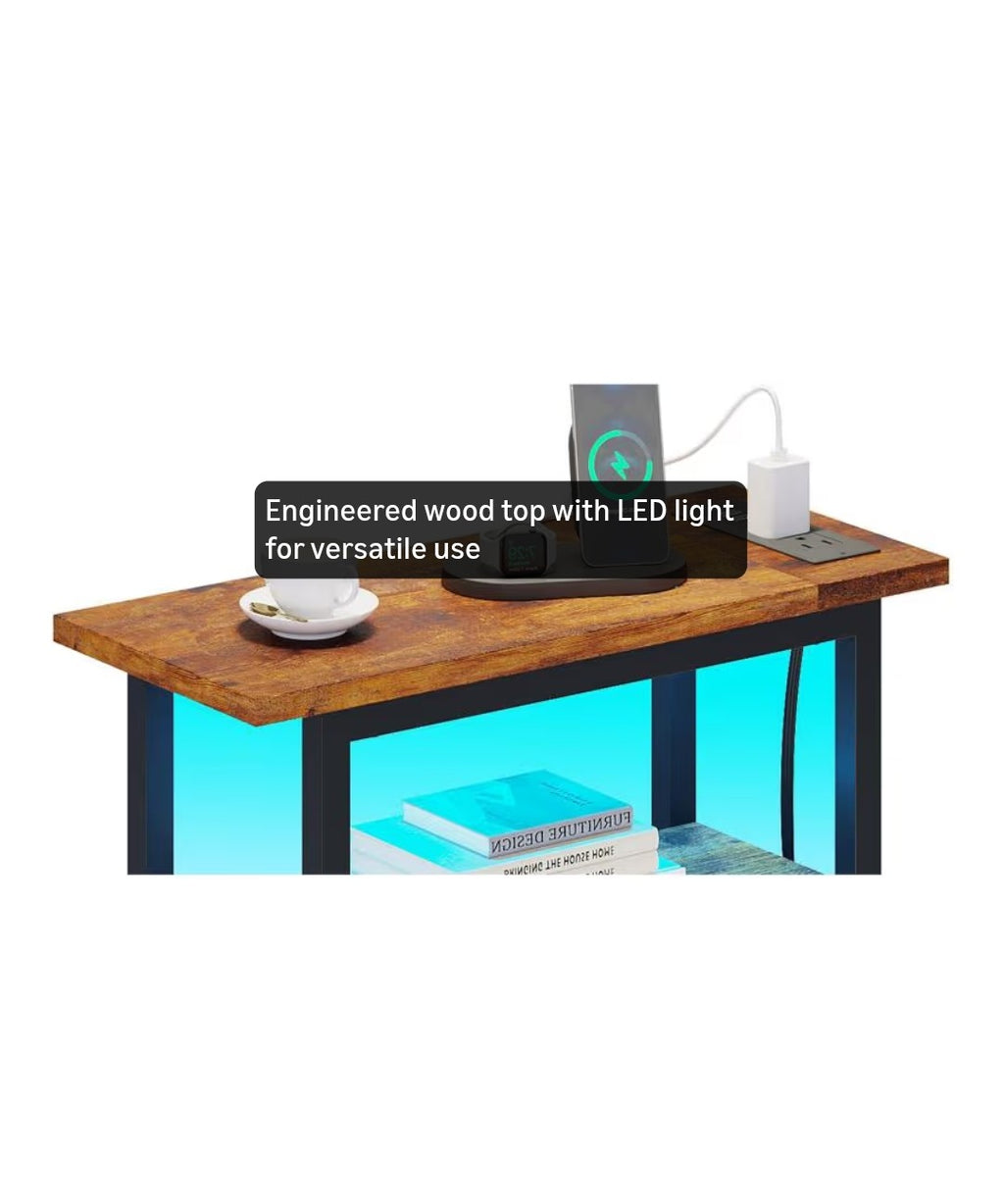 Trifeble End Table with Charging Station