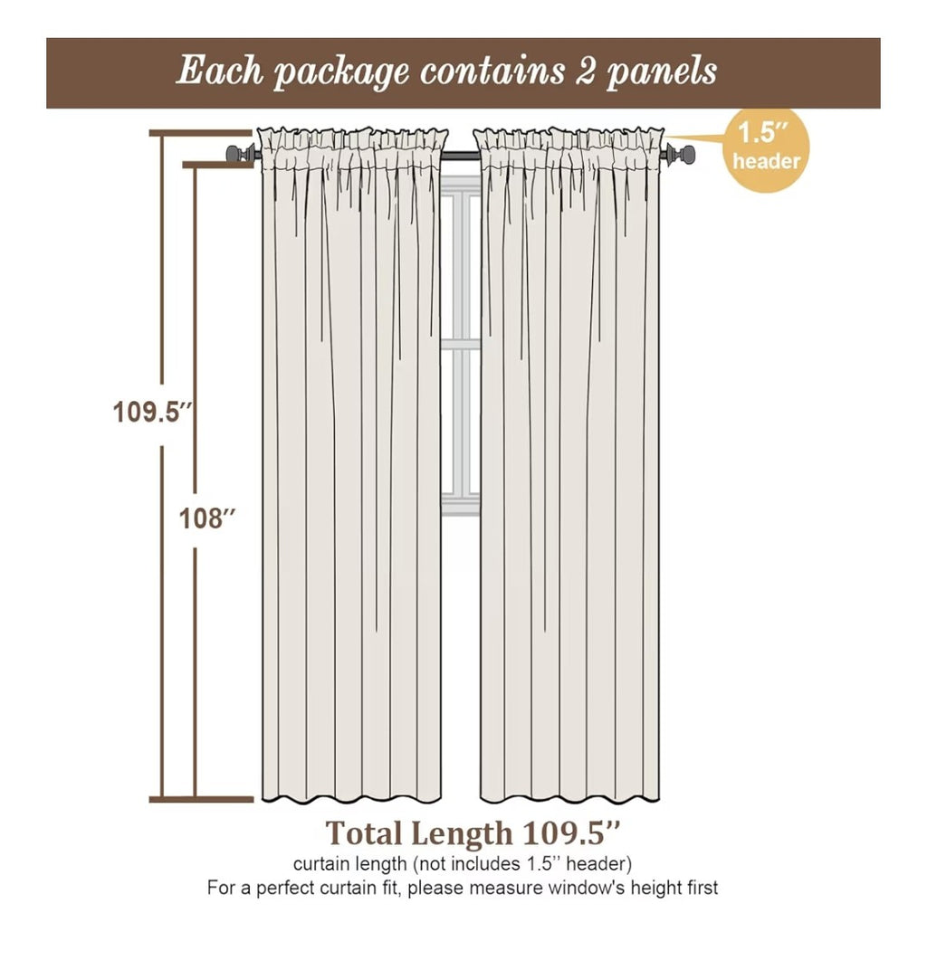 Chyhomenyc White Curtains 50x108in 2 pannels