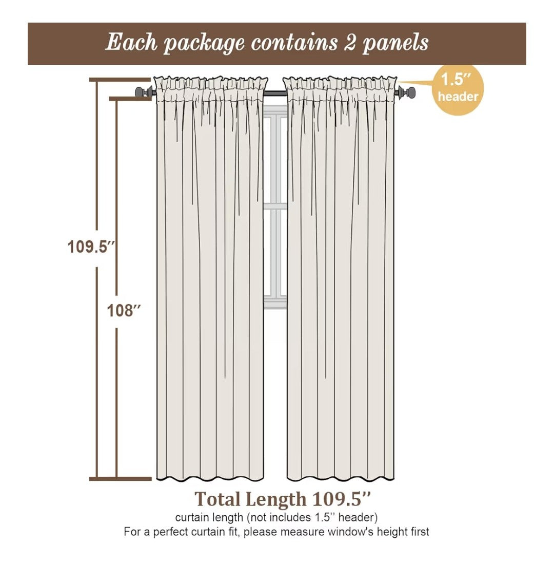 Chyhomenyc White Curtains 50x108in 2 pannels