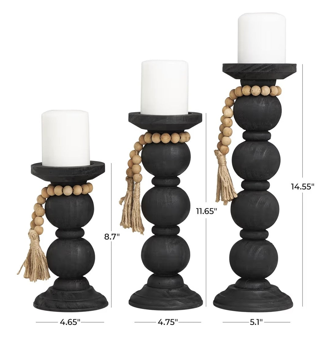 Wood Candle Holders (Black)