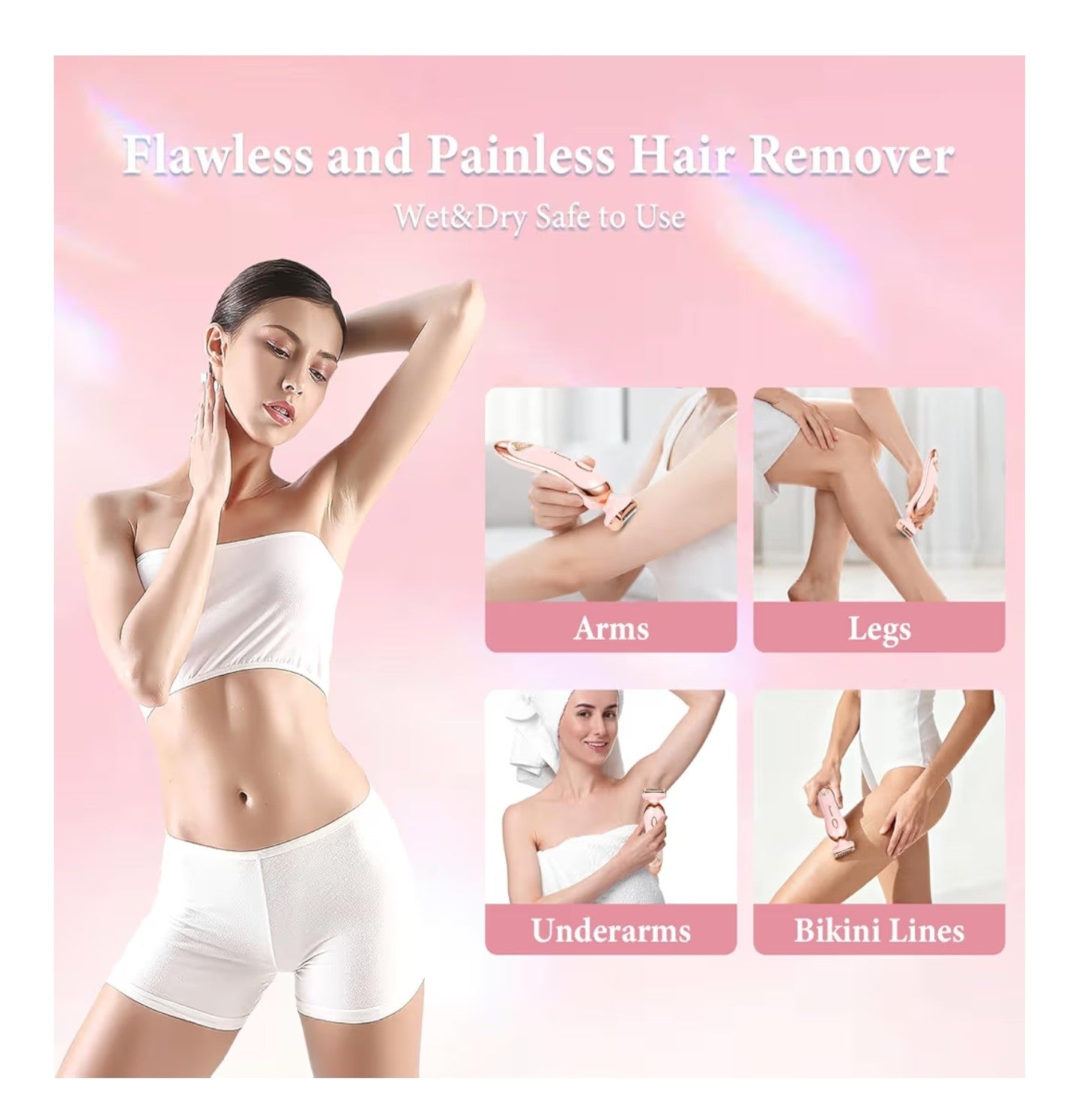 Electric Shaver for Legs Pubic Body Hair, 4 in 1 Bikini Trimmer